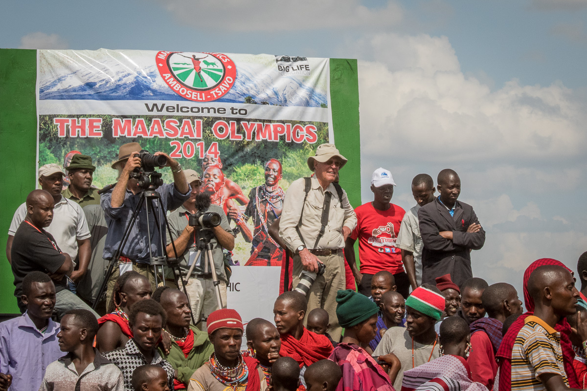 While the majority of the spectators at the Olympics are locals, also in attendance are several international photographers (left, Derek Joubert - behind the camera) and conservationists (right, David Coulson - with camera around neck).